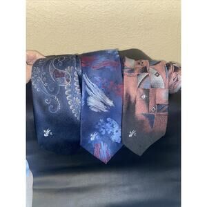 Lot of 3 Don Loper Beverly Hills Vintage Silk Blend and Poly Wide Ties